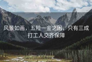 風景如畫，五險一金之困，只有三成打工人交齊保障