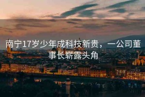 南寧17歲少年成科技新貴，一公司董事長(zhǎng)嶄露頭角
