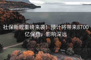 社保新規(guī)重磅來襲！預(yù)計(jì)將帶來8700億保費(fèi)，影響深遠(yuǎn)